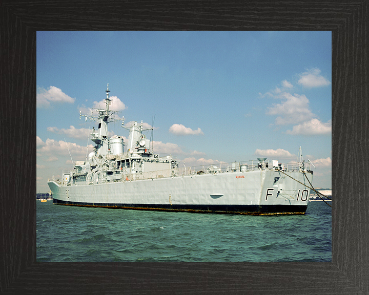 HMS Aurora (F10) Royal Navy Leander Class Frigate At A Buoy Photo Print Wall Art Decor Posters, Prints, & Visual Artwork Hampshire Prints 10 x 8 Black Frame No