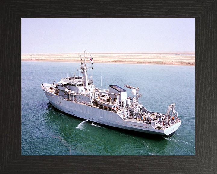 HMS Roebuck (H130) Photo Print - Umm Qasr 2003 - Royal Navy Coastal Survey Vessel Posters, Prints, & Visual Artwork Hampshire Prints 10 x 8 Black Frame No