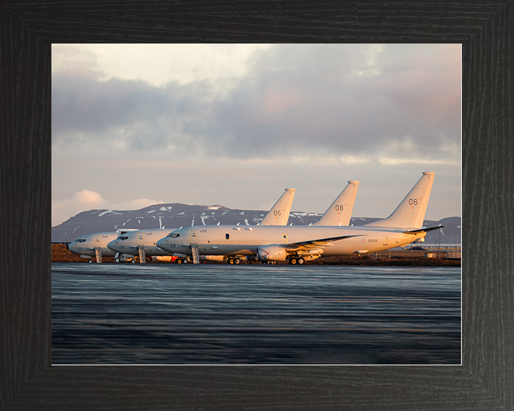 RAF Poseidon MRA1 (P8A) on the Apron at Sunrise Royal Air Force Aircraft Photo Print Wall Art Aviation Decor UK Posters, Prints, & Visual Artwork Hampshire Prints 10 x 8 Black Frame No