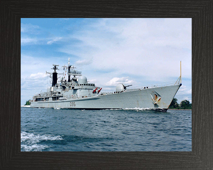 HMS Manchester (D95) Photo Print - Low Starboard View - Royal Navy Type 42 Destroyer Hampshire Prints 10 x 8 Black Frame No