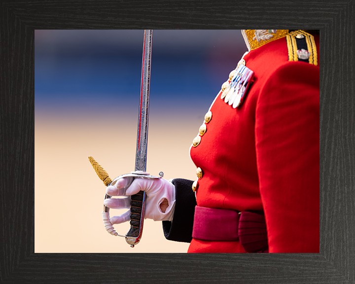 Scots Guards Officer holding a sword Photo Print - British Army Hampshire Prints 10 x 8 Black Frame No