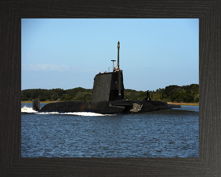 HMS Astute (S119) Photo Print - Kings Bay 2011 - Royal Navy Astute Class Submarine Hampshire Prints 10 x 8 Black Frame No