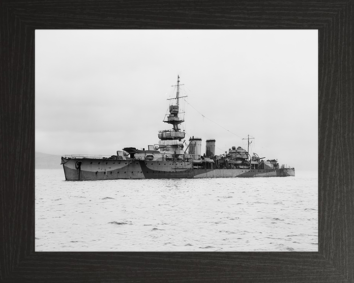 HMS Cardiff (D58) Royal Navy C Class Light Cruiser Port Side View Photo Print Wall Art Decor Posters, Prints, & Visual Artwork Hampshire Prints 10 x 8 Black Frame No