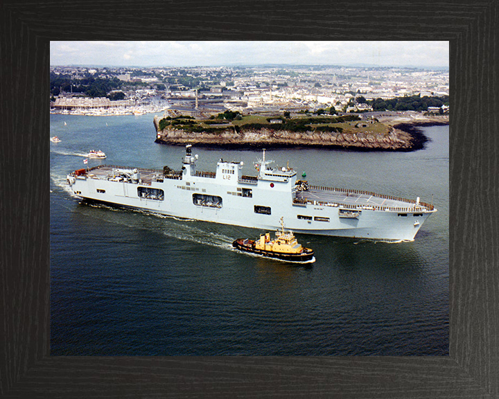 HMS Ocean (L12) Photo Print - Departs Plymouth 2001 - Royal Navy Landing Platform Helicopter