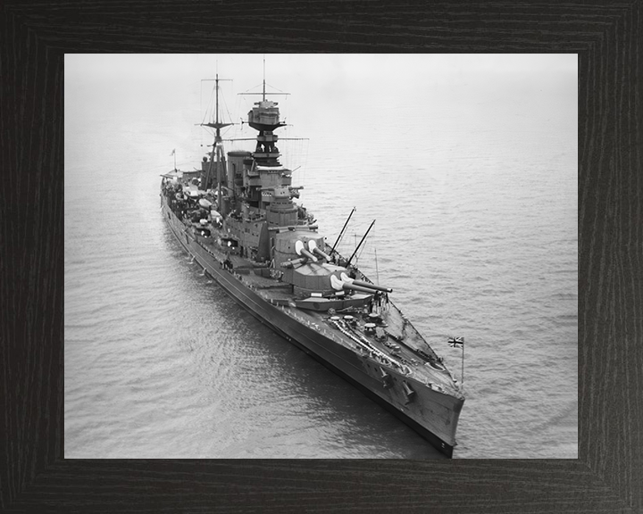 HMS Hood (51) Photo Print - At Sea - Royal Navy Admiral Class Battlecruiser Hampshire Prints 10 x 8 Black Frame No