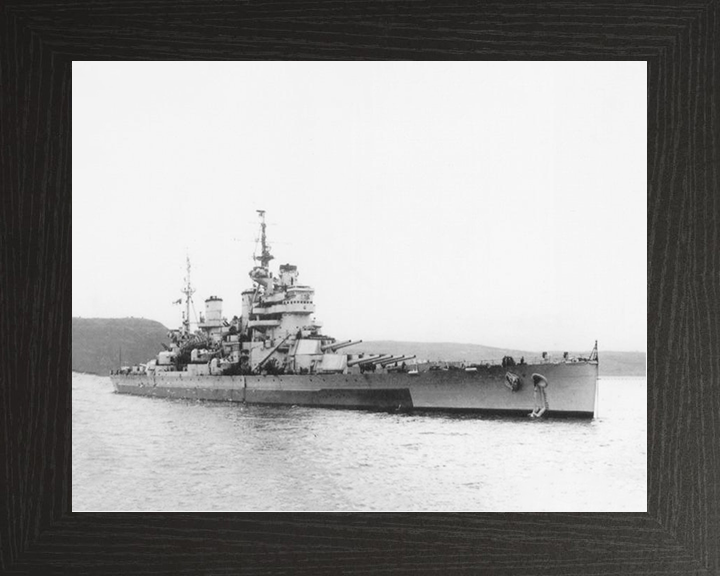 HMS Anson (79) Royal Navy King George V Class Battleship Starboard View Photo Print Wall Art Decor Posters, Prints, & Visual Artwork Hampshire Prints 10 x 8 Black Frame No