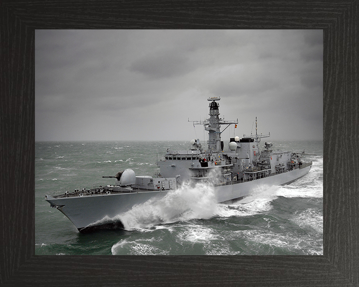 HMS Kent (F78) Photo Print - at sea 2010 - Royal Navy Type 23 Frigate Hampshire Prints 10 x 8 Black Frame No