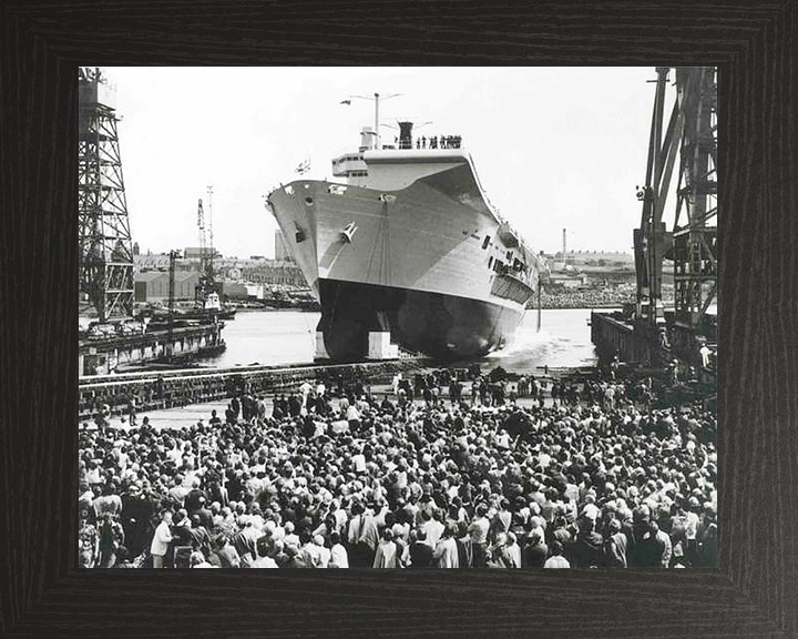HMS Ark Royal (R07) Royal Navy Invincible Class Aircraft Carrier Launch Photo Print Wall Art Decor Posters, Prints, & Visual Artwork Hampshire Prints 10 x 8 Black Frame No