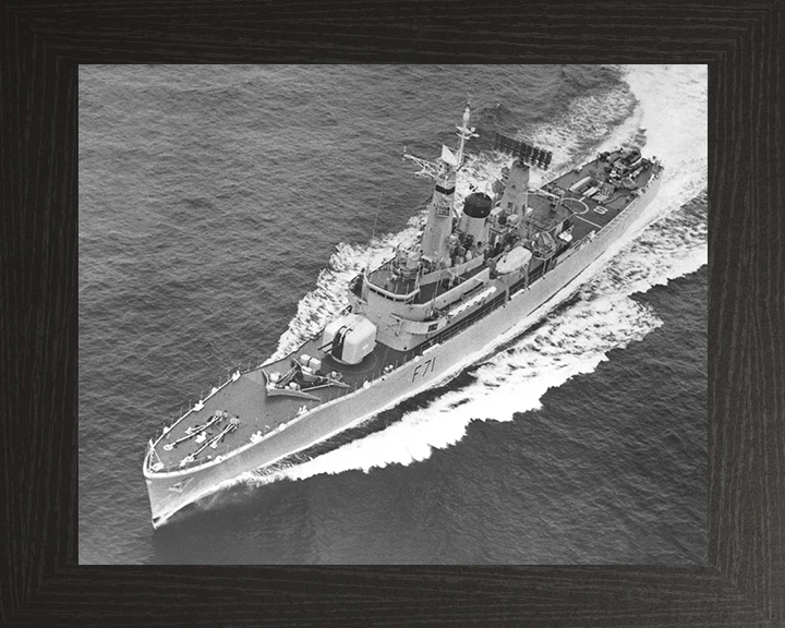 HMS Scylla (F71) Photo Print - From Above - Royal Navy Leander Class Frigate Posters, Prints, & Visual Artwork Hampshire Prints 10 x 8 Black Frame No