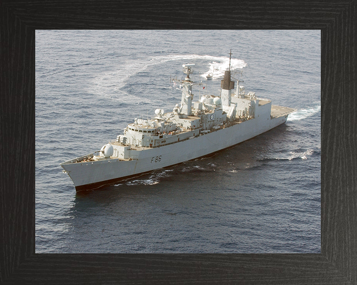 HMS Campbeltown (F86) Royal Navy Type 22 Frigate With RIB Photo Print Wall Art Decor Posters, Prints, & Visual Artwork Hampshire Prints 10 x 8 Black Frame No