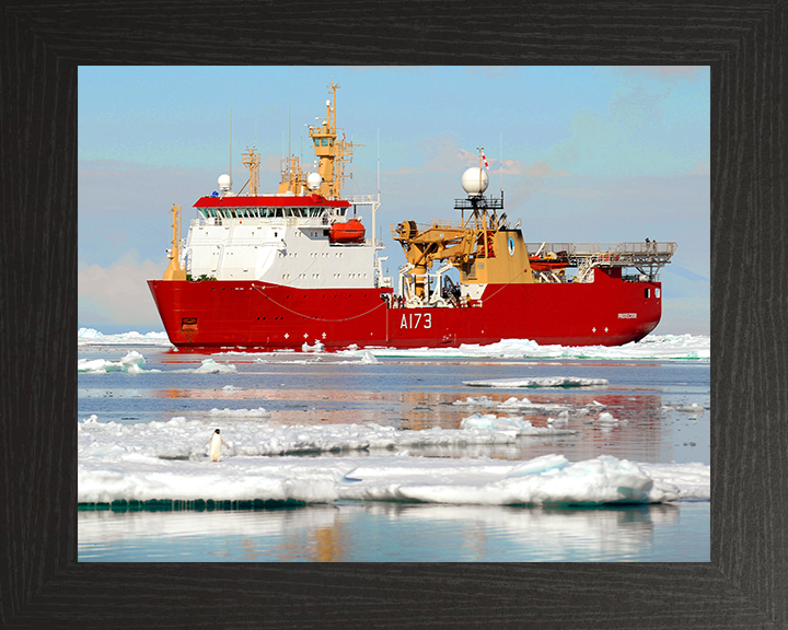 HMS Protector (A173) Photo Print - Reflections 2016 - Royal Navy Ice Patrol Vessel Hampshire Prints 10 x 8 Black Frame No