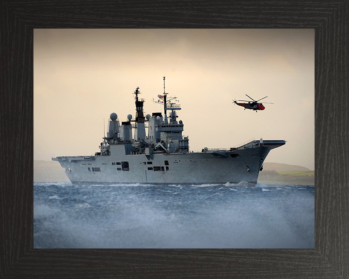 HMS Ark Royal (R07) Photo Print - Off Scotland 2010 - Royal Navy Invincible Class Aircraft Carrier Hampshire Prints 10 x 8 Black Frame No