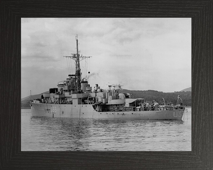 HMS Opossum (U33) Photo Print - Port Side View 1945 - Royal Navy Black Swan Class Sloop Posters, Prints, & Visual Artwork Hampshire Prints 10 x 8 Black Frame No