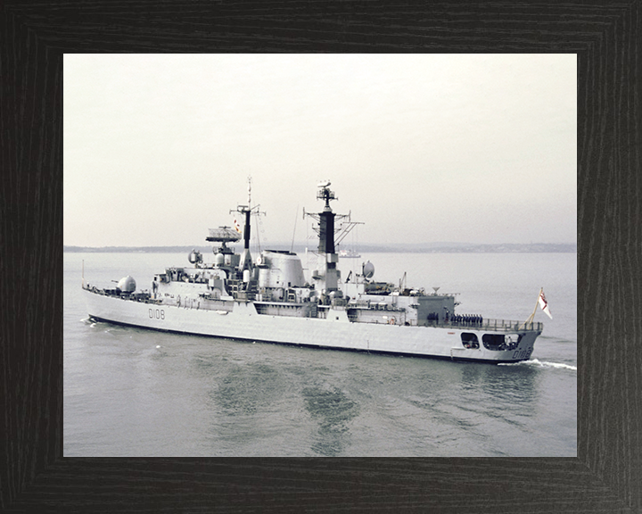 HMS Cardiff (D108) Royal Navy Type 42 Destroyer Southsea Photo Print Wall Art Decor Posters, Prints, & Visual Artwork Hampshire Prints 10 x 8 Black Frame No
