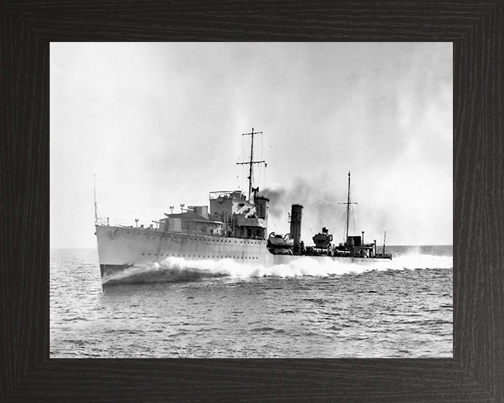HMS Diamond (H22) Royal Navy D Class Destroyer Port Bow View Photo Print Wall Art Decor Posters, Prints, & Visual Artwork Hampshire Prints 10 x 8 Black Frame No
