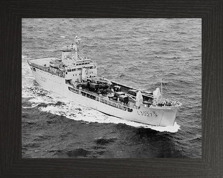 RFA Sir Geraint (L3027) Photo Print - Starboard Bow View - Royal Fleet Auxiliary Round Table Class Ship Hampshire Prints 10 x 8 Black Frame No