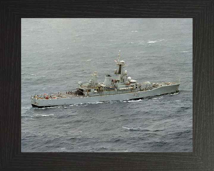 HMS Naiad (F39) Photo Print - Atlantic 1981 - Royal Navy Leander Class Frigate Hampshire Prints 10 x 8 Black Frame No