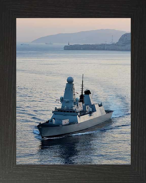 HMS Dauntless (D33) Royal Navy Type 45 Destroyer Turns Portrait Photo Print Wall Art Decor Posters, Prints, & Visual Artwork Hampshire Prints 10 x 8 Black Frame No