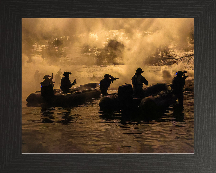 Royal Marines beach assault at Night live firing Photo Print 30 Commando Wall Art Military Decor UK Posters, Prints, & Visual Artwork Hampshire Prints 10 x 8 Black Frame No