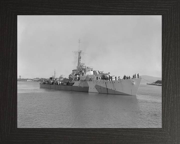 HMS Wrangler (R48) Photo Print - At Anchor 1944 - Royal Navy W Class Destroyer Hampshire Prints 10 x 8 Black Frame No