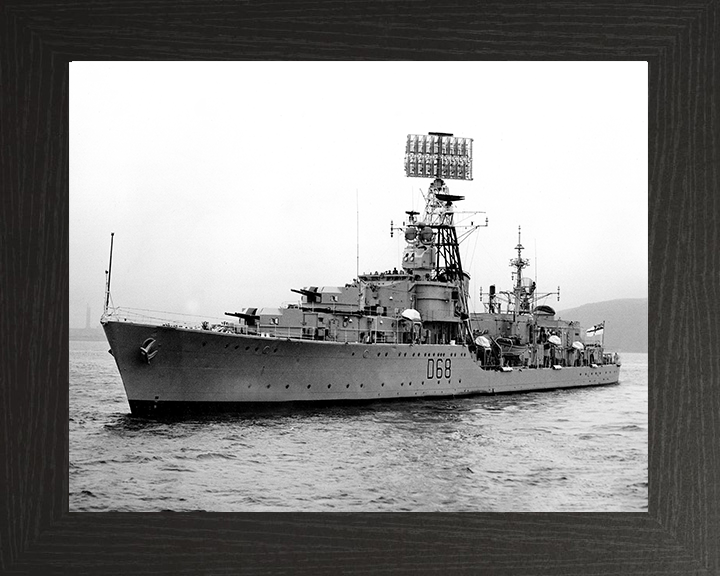 HMS Barrosa (D68) Photo Print - At Sea 1963 - Royal Navy Battle Class Destroyer Posters, Prints, & Visual Artwork Hampshire Prints 10 x 8 Black Frame No