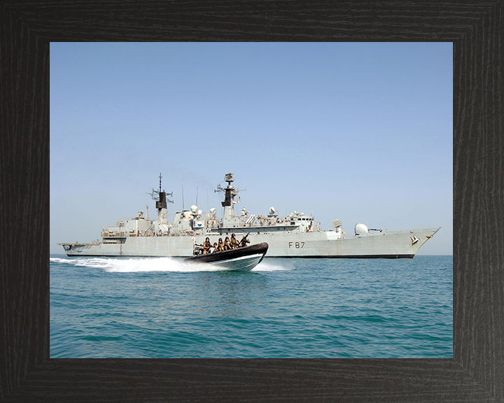 HMS Chatham (F87) Royal Navy Type 22 Frigate Al Basrah Iraqi 2008 Photo Print Wall Art Decor Posters, Prints, & Visual Artwork Hampshire Prints 10 x 8 Black Frame No