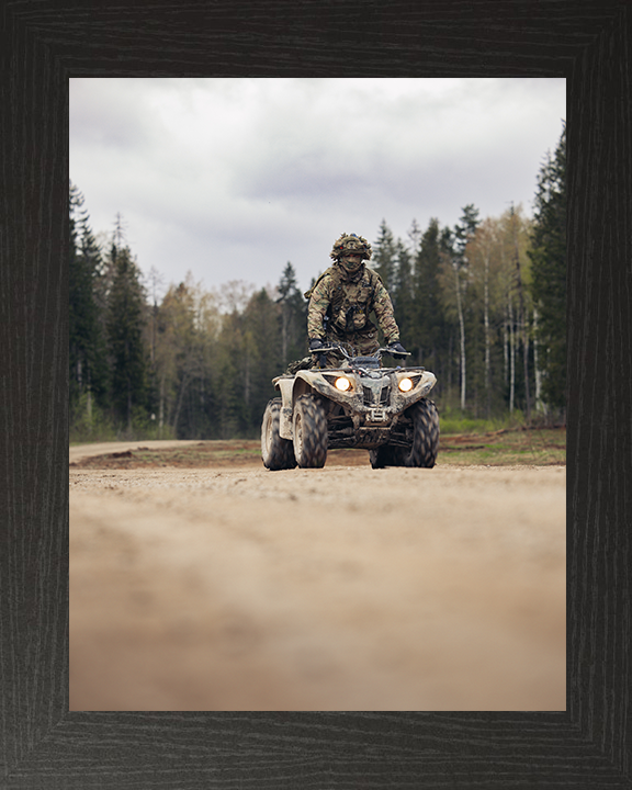 1 Mercian Soldier Riding a Quad bike Photo Print - British Army Hampshire Prints 10 x 8 Black Frame No