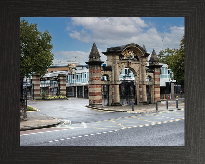 HMS Nelson Main Gate Portsmouth Photo Print - Royal Navy Shore Establishment Posters, Prints, & Visual Artwork Hampshire Prints 10 x 8 Black Frame No