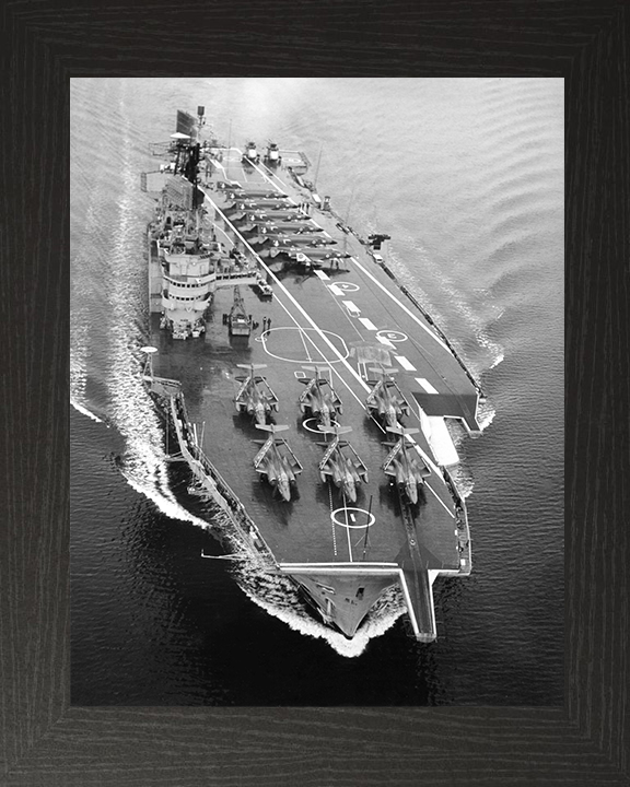 HMS Ark Royal (R09) Royal Navy Audacious Class Aircraft Carrier From the Air Photo Print Wall Art Decor Posters, Prints, & Visual Artwork Hampshire Prints 10 x 8 Black Frame No