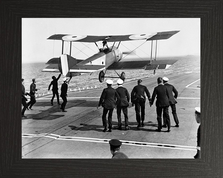 RAF Sopwith Pup Flight deck Landing Photo Print - Royal Air Force Aircraft Hampshire Prints 10 x 8 Black Frame No
