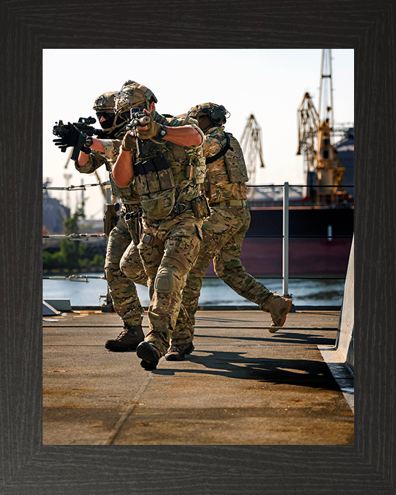 Royal Marines Commando Boarding Team Photo Print Hampshire Prints 10 x 8 Black Frame No