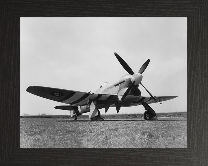 RAF Hawker Tempest V on the Ground Photo Print - Royal Air Force Aircraft Hampshire Prints 10 x 8 Black Frame No