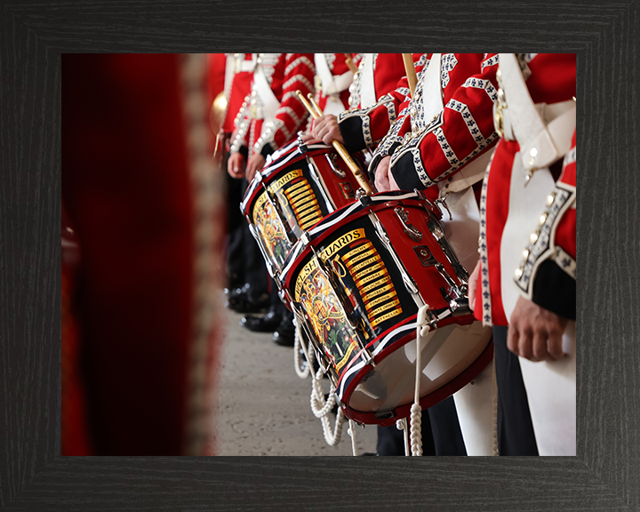 Drummers from The band of the Welsh Guards Photo Print - British Army Hampshire Prints 10 x 8 Black Frame No