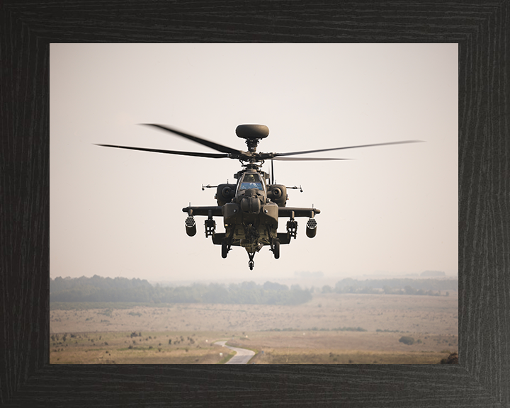 Army AH-64E Apache Helicopter Photo Print - British Army Hampshire Prints 10 x 8 Black Frame No