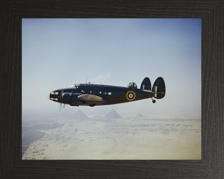 RAF Lockheed Hudson VI in Flight Photo Print - Royal Air Force Aircraft Hampshire Prints 10 x 8 Black Frame No