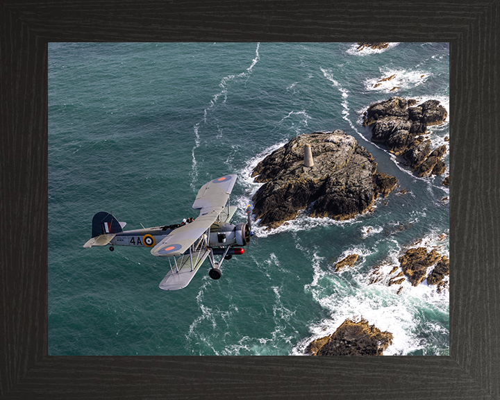 Royal Navy Swordfish Mk1 Plane Over the Coast Photo Print - Royal Navy Aircraft Hampshire Prints 10 x 8 Black Frame No