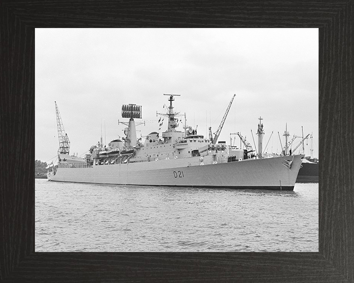 HMS Norfolk (D21) Photo Print - Amsterdam 1976 - Royal Navy County Class Destroyer Hampshire Prints 10 x 8 Black Frame No