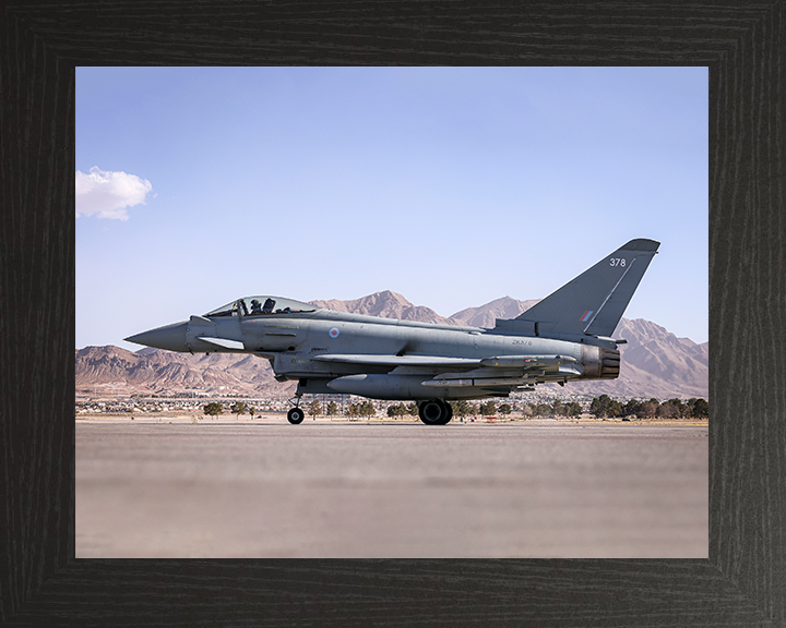 RAF 6 Squadron Typhoon on a Runway Photo Print - Royal Air Force Aircraft Hampshire Prints 10 x 8 Black Frame No