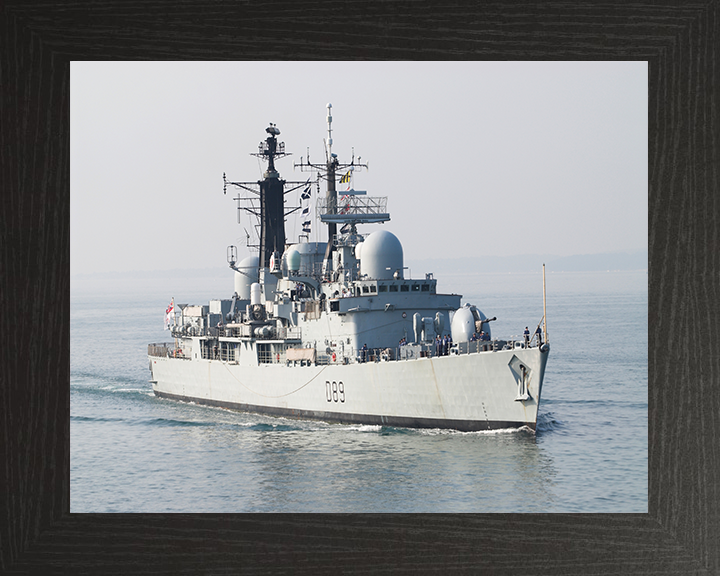 HMS Exeter (D89) Photo Print - Starboard Bow View - Royal Navy Type 42 Destroyer Posters, Prints, & Visual Artwork Hampshire Prints 10 x 8 Black Frame No