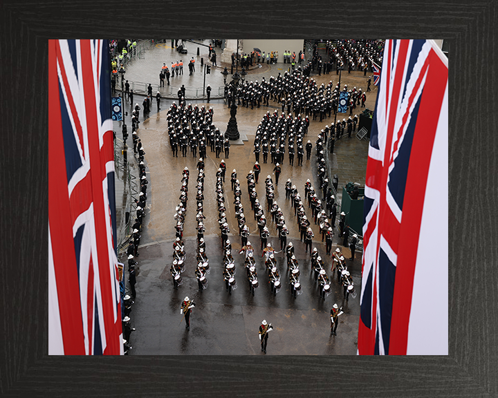 Royal Marines Band Marching At the Kings Coronation Photo Print Hampshire Prints 10 x 8 Black Frame No