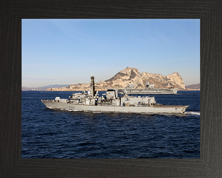 HMS Somerset (F82) Photo Print - Gibraltar 2018 - Royal Navy Type 23 Frigate Hampshire Prints 10 x 8 Black Frame No