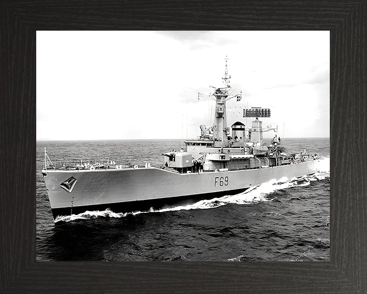 HMS Bacchante (F69) Royal Navy Leander Class Frigate Underway Photo Print Wall Art Decor Posters, Prints, & Visual Artwork Hampshire Prints 10 x 8 Black Frame No