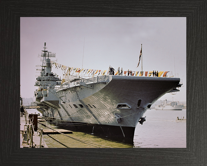 HMS Hermes (R12) Photo Print - Navy Days 1977 - Royal Navy Centaur Class Aircraft Carrier Hampshire Prints 10 x 8 Black Frame No