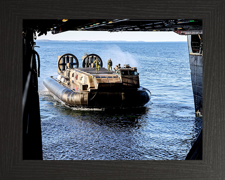 Royal Marines Landing craft Air Cushioned LCAC Hovercraft | Photo Print | Framed Print | Military | Commando | Wall Art | Decor | Photography Hampshire Prints 10 x 8 Black Frame No