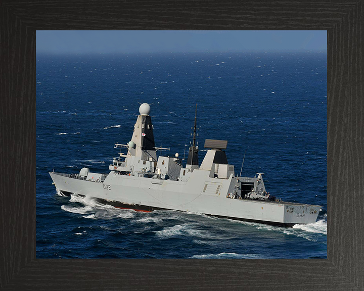 HMS Daring (D32) Royal Navy Type 45 Destroyer Underway Port Side View Photo Print Wall Art Decor Posters, Prints, & Visual Artwork Hampshire Prints 10 x 8 Black Frame No