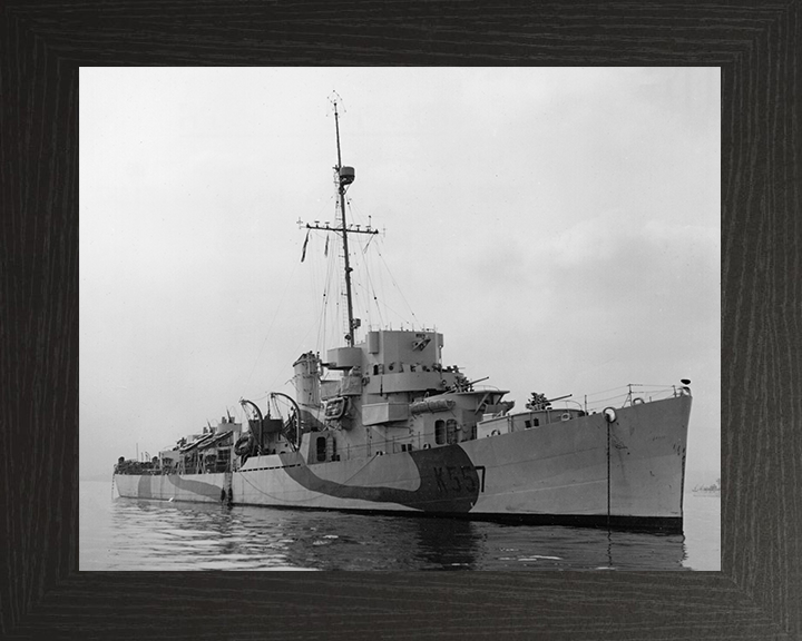 HMS Riou (K557) Photo Print - at sea 1944 - Royal Navy Captain Class Frigate Posters, Prints, & Visual Artwork Hampshire Prints 10 x 8 Black Frame No