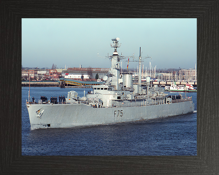 HMS Charybdis (F75) Royal Navy Leander Class Frigate Leaving Portsmouth Photo Print Wall Art Decor Posters, Prints, & Visual Artwork Hampshire Prints 10 x 8 Black Frame No