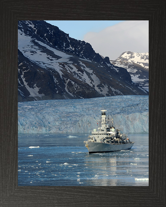 HMS Portland (F79) Photo Print - South Georgia 2010 - Royal Navy Type 23 Frigate Hampshire Prints 10 x 8 Black Frame No