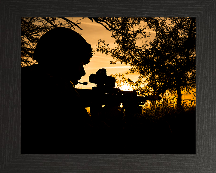 RAF Regiment Silhouette Photo Print - Royal Air Force Hampshire Prints 10 x 8 Black Frame No