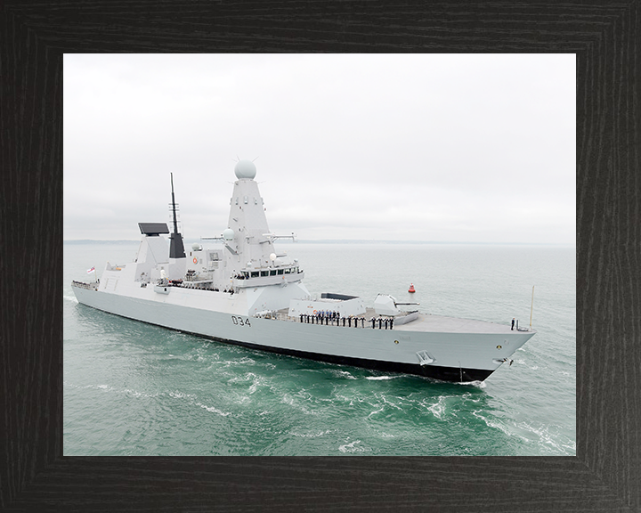 HMS Diamond (D34) Royal Navy Type 45 Destroyer Entering Harbour Photo Print Wall Art Decor Posters, Prints, & Visual Artwork Hampshire Prints 10 x 8 Black Frame No